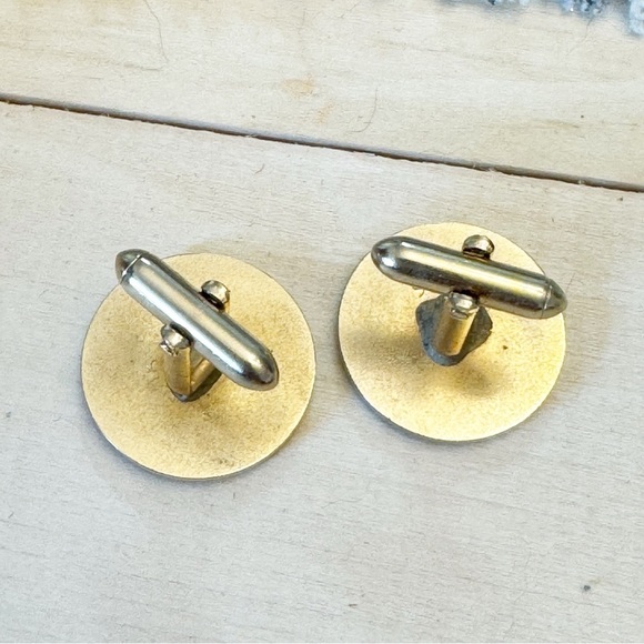 Swank Cufflinks Black Swirl Silver Art Deco Off Set Vintage Mens Formal Wear - Picture 4 of 8